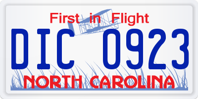 NC license plate DIC0923