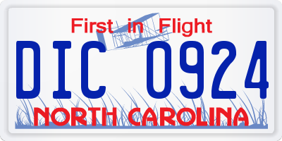 NC license plate DIC0924