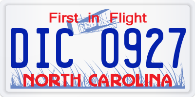 NC license plate DIC0927