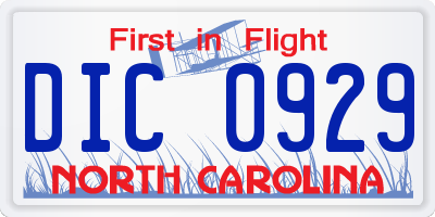 NC license plate DIC0929