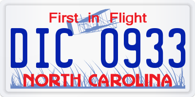 NC license plate DIC0933