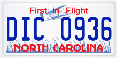 NC license plate DIC0936