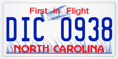 NC license plate DIC0938