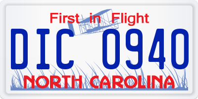 NC license plate DIC0940