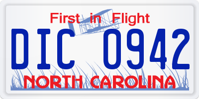 NC license plate DIC0942