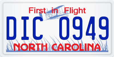 NC license plate DIC0949