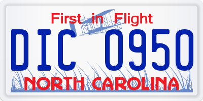 NC license plate DIC0950