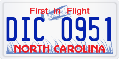 NC license plate DIC0951