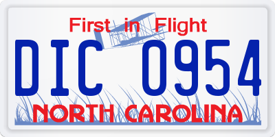NC license plate DIC0954