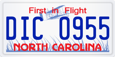 NC license plate DIC0955