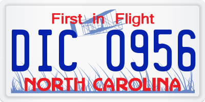 NC license plate DIC0956