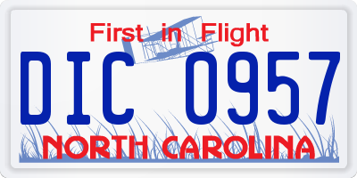 NC license plate DIC0957