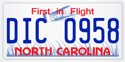 NC license plate DIC0958