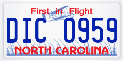 NC license plate DIC0959