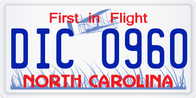 NC license plate DIC0960