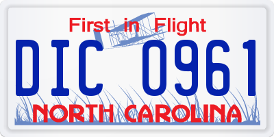 NC license plate DIC0961