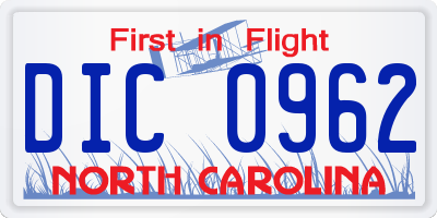 NC license plate DIC0962