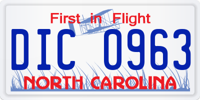 NC license plate DIC0963