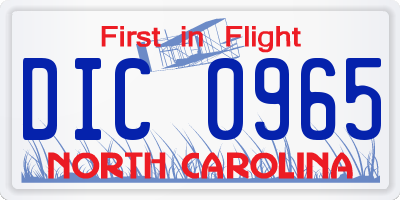 NC license plate DIC0965