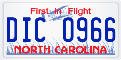 NC license plate DIC0966