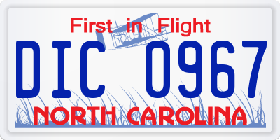 NC license plate DIC0967