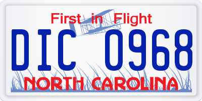 NC license plate DIC0968