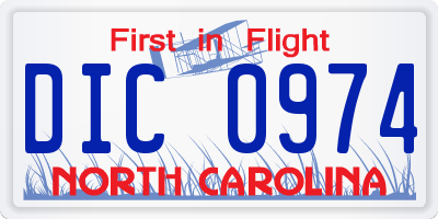 NC license plate DIC0974