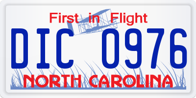 NC license plate DIC0976