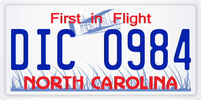NC license plate DIC0984