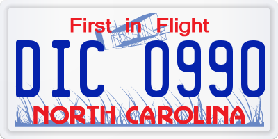 NC license plate DIC0990