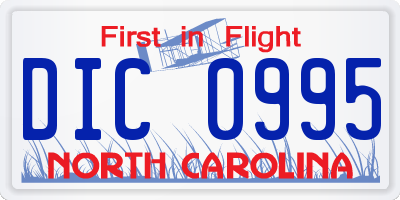 NC license plate DIC0995