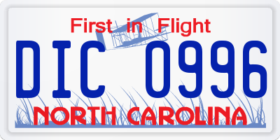 NC license plate DIC0996