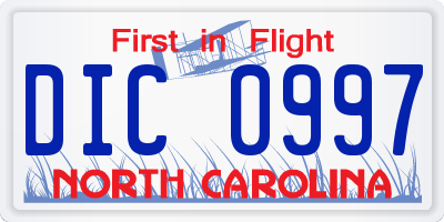 NC license plate DIC0997