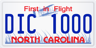 NC license plate DIC1000