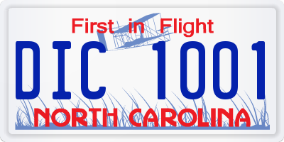 NC license plate DIC1001