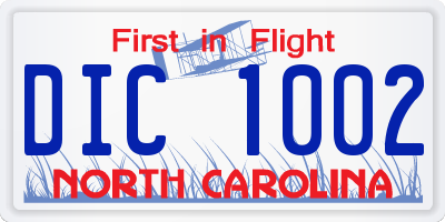NC license plate DIC1002