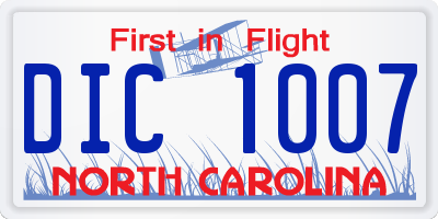 NC license plate DIC1007