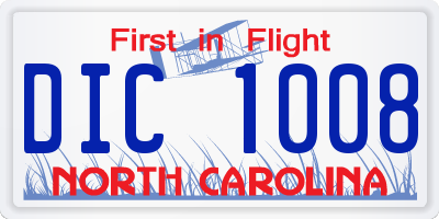NC license plate DIC1008
