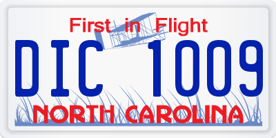 NC license plate DIC1009