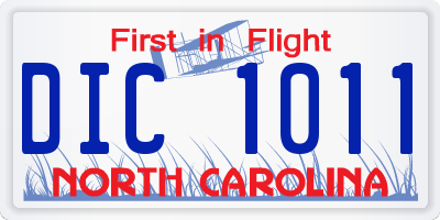 NC license plate DIC1011