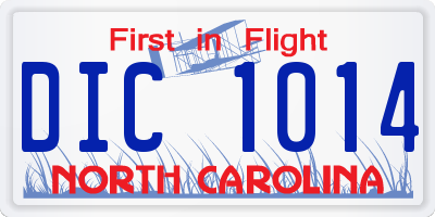 NC license plate DIC1014