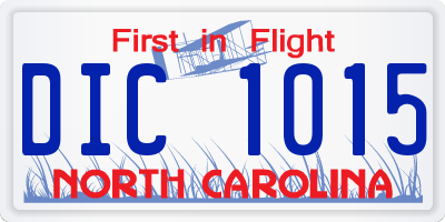 NC license plate DIC1015