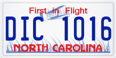 NC license plate DIC1016