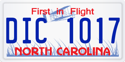 NC license plate DIC1017