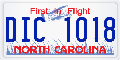 NC license plate DIC1018