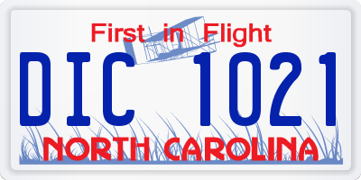 NC license plate DIC1021