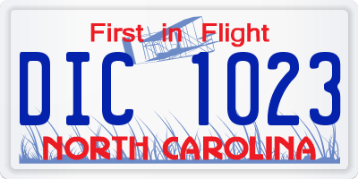 NC license plate DIC1023