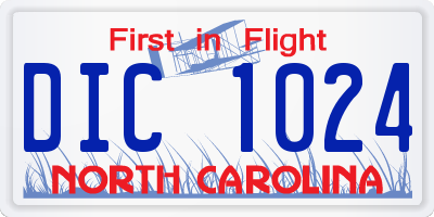 NC license plate DIC1024