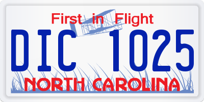 NC license plate DIC1025