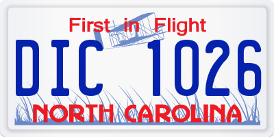 NC license plate DIC1026